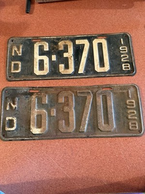 ND North Dakota Licrnse Plate Set Pair 1928 6-370