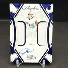 Jaylen Wright 2024 Flawless Rookie Dual Patch AUTO Sapphire 6/10 Dolphins JL5