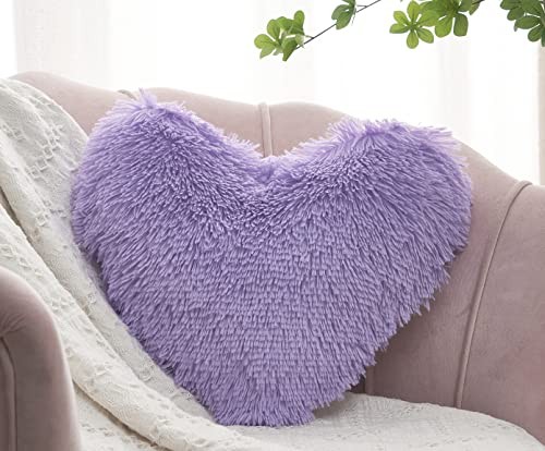 Fluffy Heart Pillow, Faux Fur Throw Pillow,Sherpa Plush Fluffy, Cute Soft - Picture 7 of 7