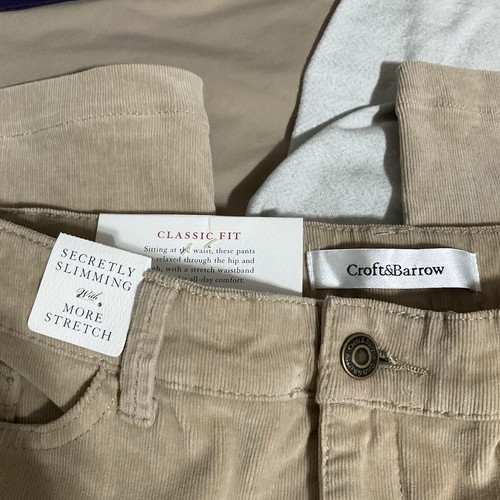 croft &barrow 10 short secretly slimming straight leg Classic fit pants tan - Picture 10 of 12