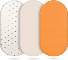 Baby Bassinet Sheets Cotton 3 Pack, Orange Organic Muslin, Newborn Boy and Gir