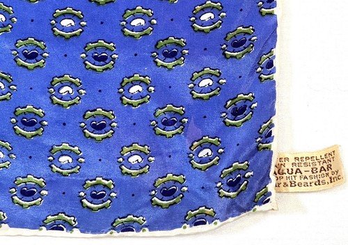 Bufanda de seda medallón cachemir azul Aqua-Bar barbas barba barba baar de colección de los años 80 34" x 34" - Imagen 2 de 7