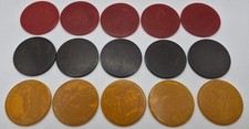 Vintage Catalin Bakelite Swirl Poker Chip Lot 15 Butterscotch Red Green