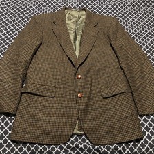 Stanley Blacker VTG Mens Blazer Sports Coat Houndstooth Wool Brown 42R D24