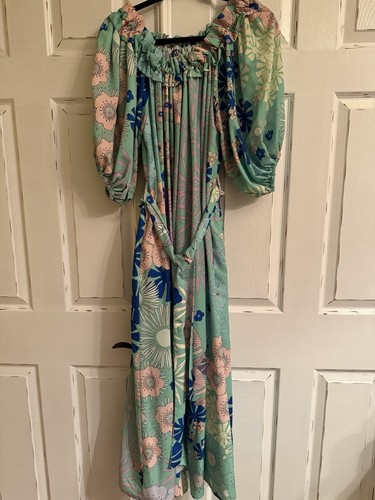 NWD Anthropologie Oopscool Off-The-Shoulder Floral Printed Dress Size M $328 - Picture 4 of 5