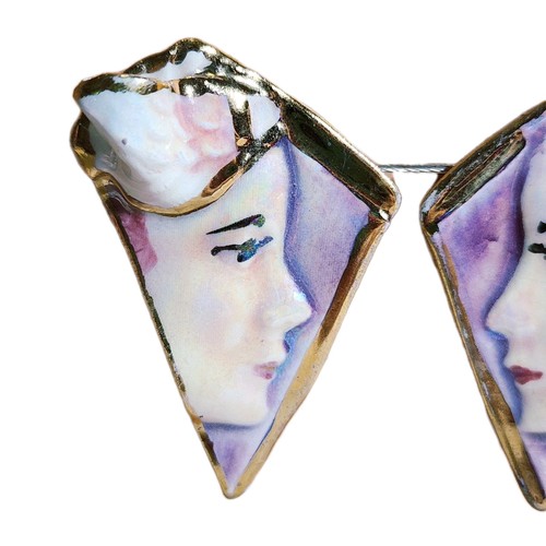 Orecchini a clip artistici indossabili Amy Lacombe anni 80 designer silhouette viso retrò - Foto 3 di 9