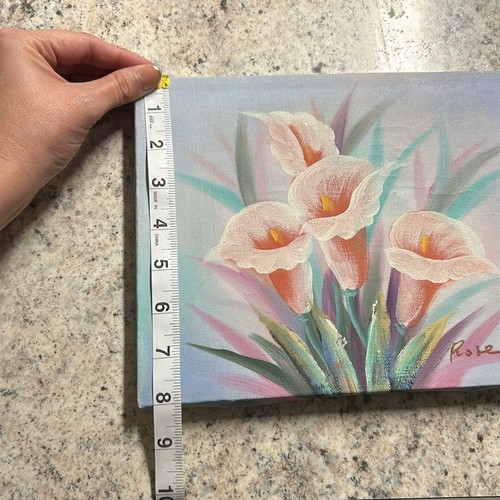 Original acrylic Painting- pink Callie Lillie’s - unframed, vintage wear, damage - Picture 4 of 14