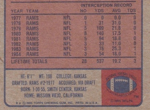 🏈 1985 Topps Nolan Cromwell #78 LA Rams 🏈 Logan HS Ransom Kansas Jayhawks 🏈 - Imagen 8 de 8