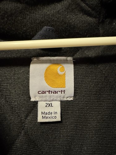 Carhartt J130 Hooded Quilt Lined Canvas Jacket Men's 2XL Navy Coat Full Zip - Picture 6 of 9