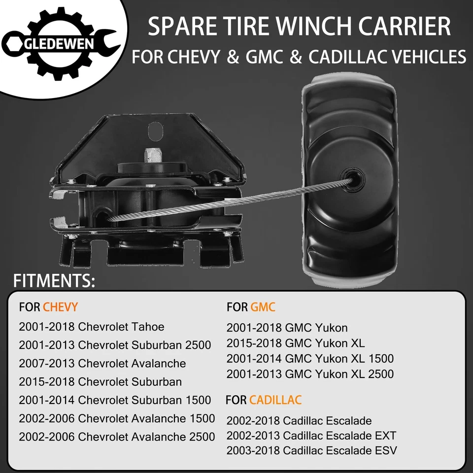 Guincho de pneu sobressalente 2001-2018 Chevy Suburban Tahoe GMC Yukon Escalade - Imagem 4 de 4