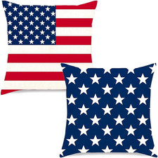 4Th of July Decorative Pillows Covers 18 18 in Red White and Blue Patriotic Thro