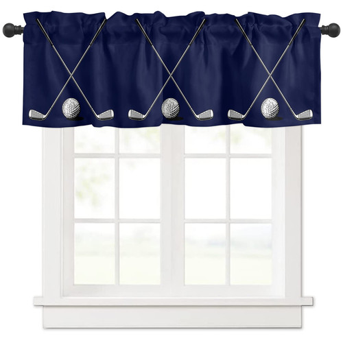 Golf Valances for Windows Traditional Classic Golf Sports Themed Blue Texture