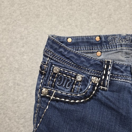 Miss Me Jeans Girls Skinny 12 Blue Straight Rhinestones Embroidered - Picture 9 of 14