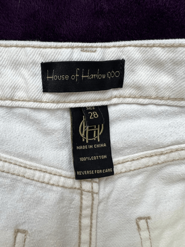 House Of Harlow 1960 Cream White High Rise Cutoff Jean Shorts Size 28 - Picture 6 of 7