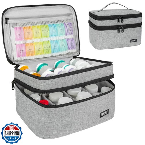 LEFOR·Z Medizin Aufbewahrungstasche, Doppellagig Pillenflasche Organizer Tasche Leer Wi - Bild 1 von 5