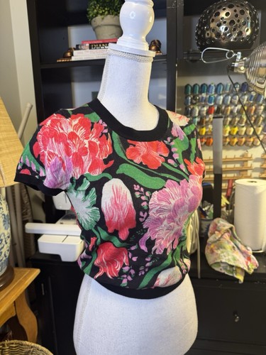 Anthropologie Maeve Yukiko Noritake Cropped Crew Neck Sweater Small Floral a7 - Bild 9 von 13