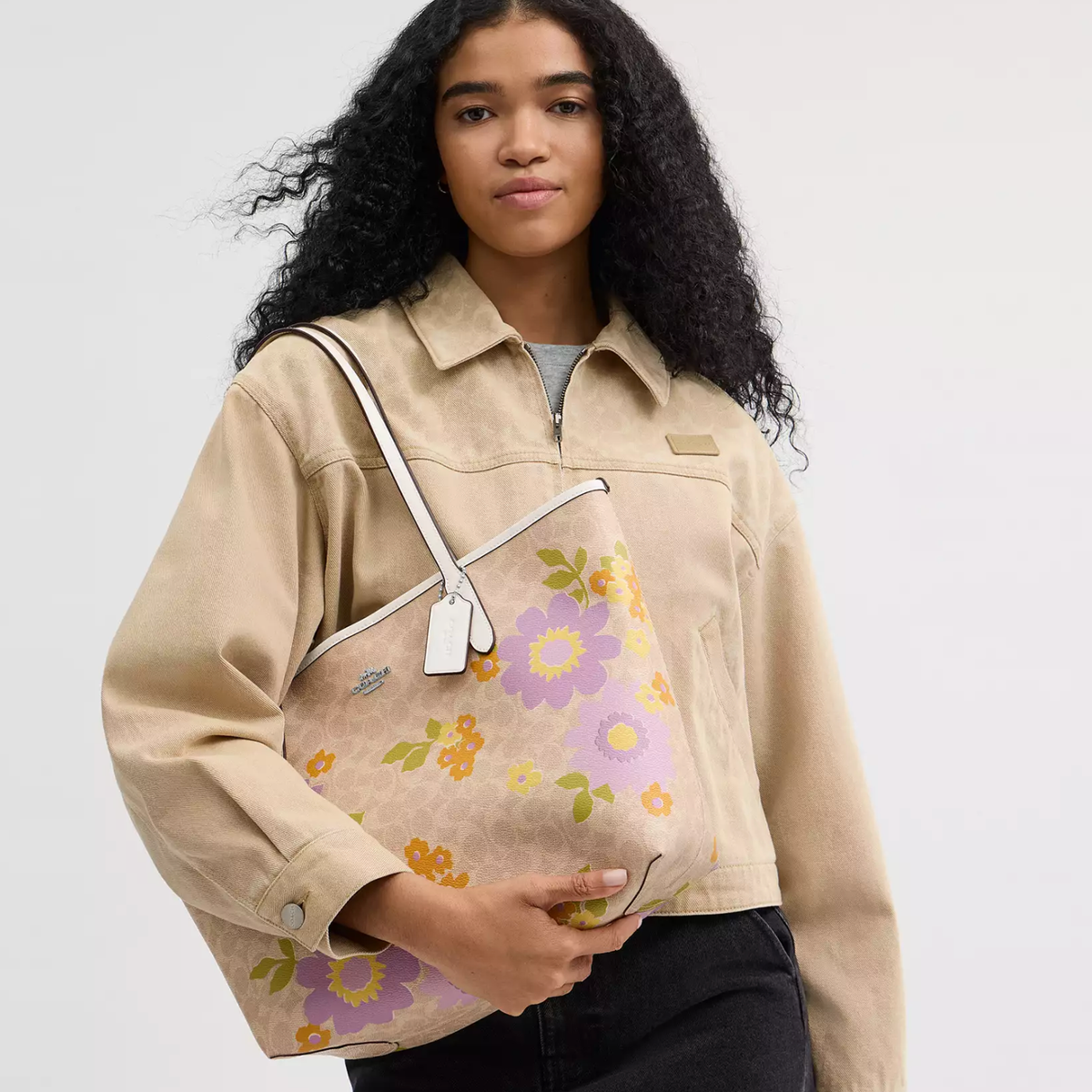 NWT Coach CBG71 City Tote Bag In Signature Canvas With Floral