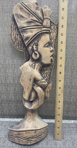 Vintage Hand Carved African Woman Figurine Solid Wood Wall Hanging Folk Art 19” - Picture 2 of 12