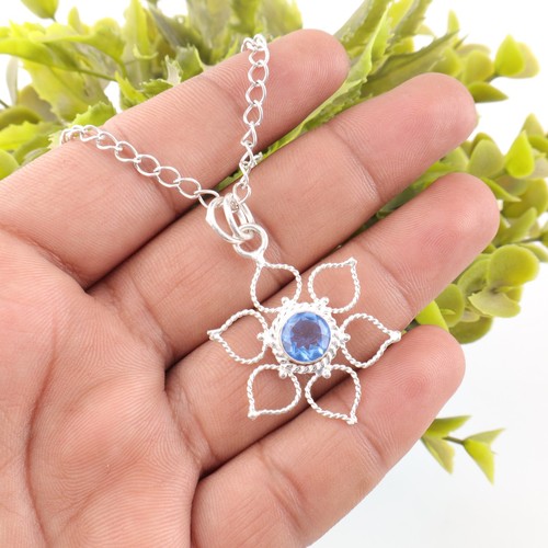 Tansanit Edelstein 925 Sterlingsilber Schöne Anhänger Handgemacht Fein Schmuck - Bild 2 von 3