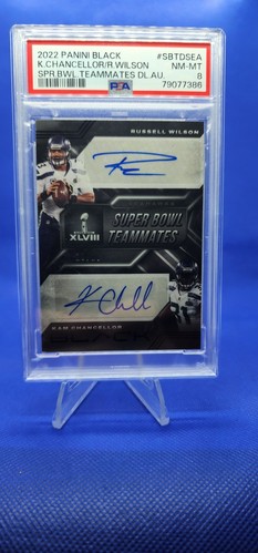 2022 Panini Black Super Bowl Team Dual Auto Russel Wilson Kam Chancellor # 10/10 - Picture 1 of 4