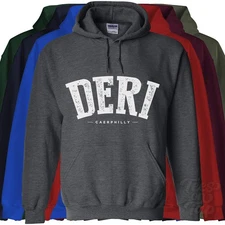 DERI CAERPHILLY HOODIE Darran Valley Tir-y-felin Wales college varsity style
