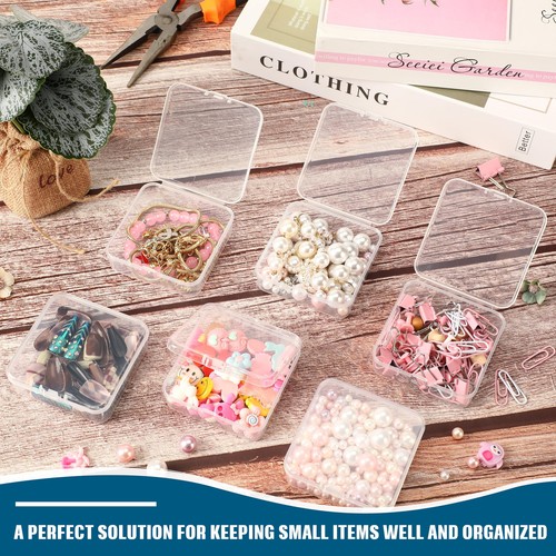100 Pieces 3 x 3 x 1 Inch Plastic Bead Storage Containers Box Transparent Box... - Picture 5 of 6