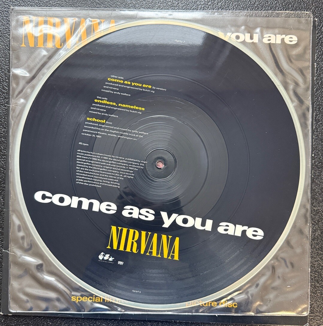 Nirvana - Come As You Are, 1992, UK, Limited Edition, Picture Disc