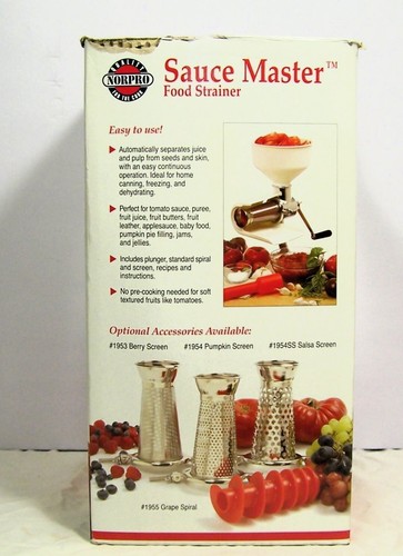 Norpro Sauce Master Lebensmittelsieb Maschine Tomaten Obst Entsafter #1951 sauber komplett - Bild 7 von 7