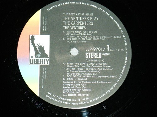 THE VENTURES Japan 1974 LLP-97017 NM LP PLAY THE CARPENTERS - Foto 5 di 6