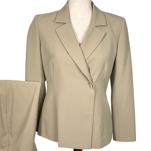 Le Suit Pant Suit Women 4P Tan Career Business Elegant Quiet Luxury