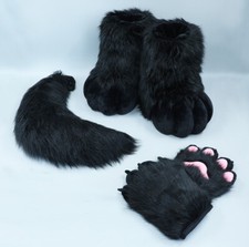 Fursuit Husky Fox Mascot tail PAWS shoes Halloween Party Fur Cosplay