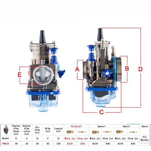 28mm PWK Carburetor Racing Carb For YZ KX SX 85 CB250 Dirt Bike GY6 JOG DIO ATV - Picture 3 of 14