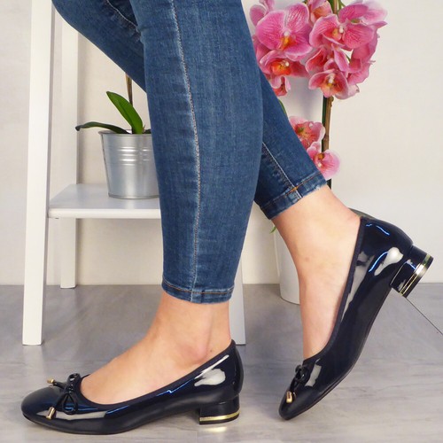 Court Shoes Ladies Casual Work Bow Mid Heel Office Party Smart Comfy Womens Size - Picture 12 of 43