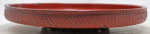 Antique Wooden Round Big Size Tray Plate Original Old Hand Carved Lacquer Paint - Picture 3 of 6