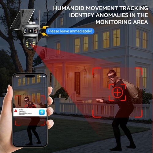 6MP 4G LTE Überwachungskamera Nachtsicht Aussen Dual-Lens Solar Kamera V380pro - Picture 8 of 63