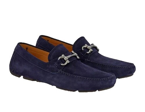 Mens SALVATORE FERRAGAMO Blue Ostrich Tassel Loafer Slip On Shoe 8D  Italy Mens SALVATORE FERRAGAMO Blue Ostrich Tassel Loafer Slip On  main image 3