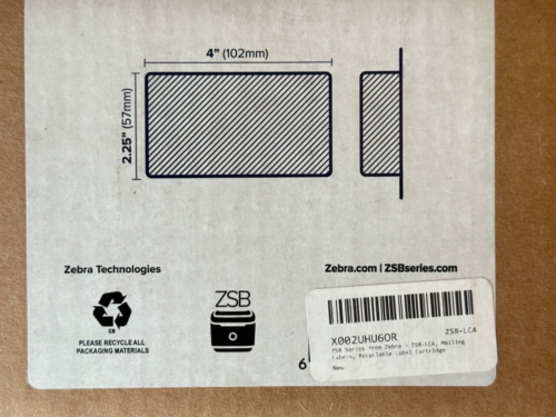 NEW ZEBRA ZSB-DP14N 2.25" X 4.0" REPLACEMENT LABEL CATRIDGE ZSB-LC4 - Picture 4 of 5