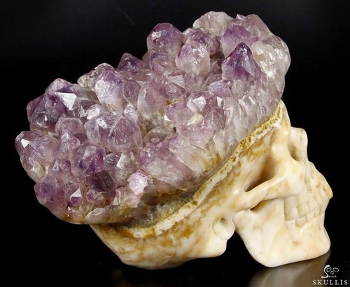 Amazing Titan 9.9" Amethyst Druse Carved Crystal Skull - Picture 9 of 15