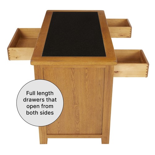 Rustic Oak Large Kitchen Island with Black Granite Top - Kitchen - RS81 - Picture 9 of 15