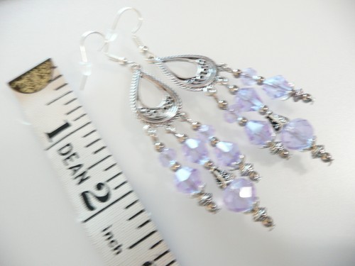Vintage Look Dangly Colour Change Glass Chandelier Earrings + Free Secret Pair - Picture 6 of 8