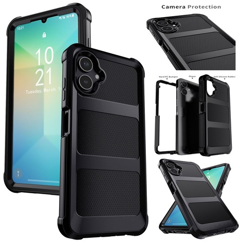 Schwarze Hülle für Samsung Galaxy A06 5G Robust Robust Gummi Dual Layer Cover - Bild 1 von 14