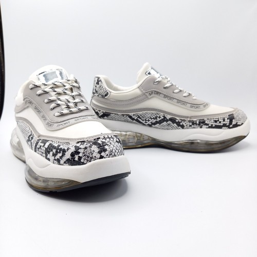 Baskets Tennis Chaussures Sneaker Femme - Pointure 37 et 40 - Blanche Gris Sport - Imagen 8 de 13