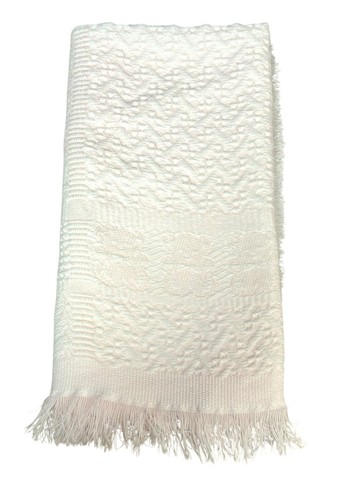 Vintage Baby Blanket Pink White Acrylic Fringe Teddy Bears Fancy Weave Japan - Picture 2 of 8