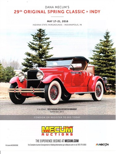 1929 PACKARD 626 SPEEDSTER RUNABOUT ~ GREAT AUCTION AD