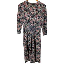 Vintage Karin Stevens floral cottagecore midi dress size 10 80s coquette