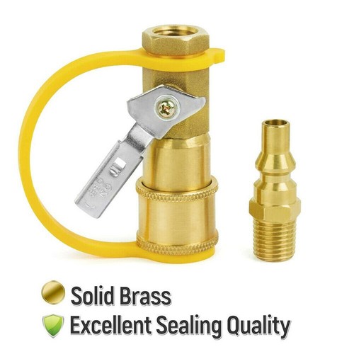 Propane/Natural LP Gas Quick Disconnect Coupler Ball Valve 1/4" Inlet RV ST Fast - Picture 11 of 12