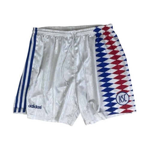 VTG 80S 90S ADIDAS WHITE BLUE RED KSE FC RETRO FOOTBALL SPORTS SHORTS M