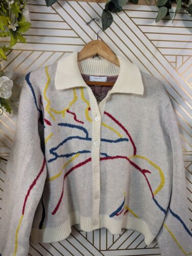 Cardigan donna LABELRAIL X FRANCESCA PERKS maglia illustrata taglia 16/18 NUOVO - Foto 2 di 6