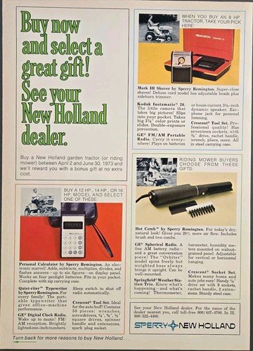 1973 VINTAGE PRINT AD - SPERRY NEW HOLLAND GARDEN TRACTOR AD - NEW HOLLAND , PA - Picture 2 of 2