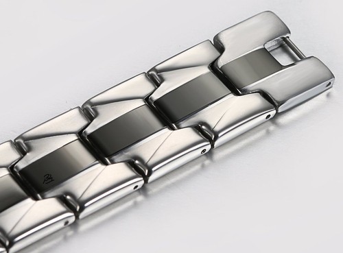 Stainless Steel Black Silver-Tone Religious Cross English Prayer Mens Bracelet - Foto 5 di 7